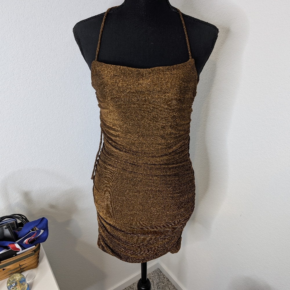 💘 Babyboo Fashion Bronze Sparkly Mini Dress - Picture 6 of 10
